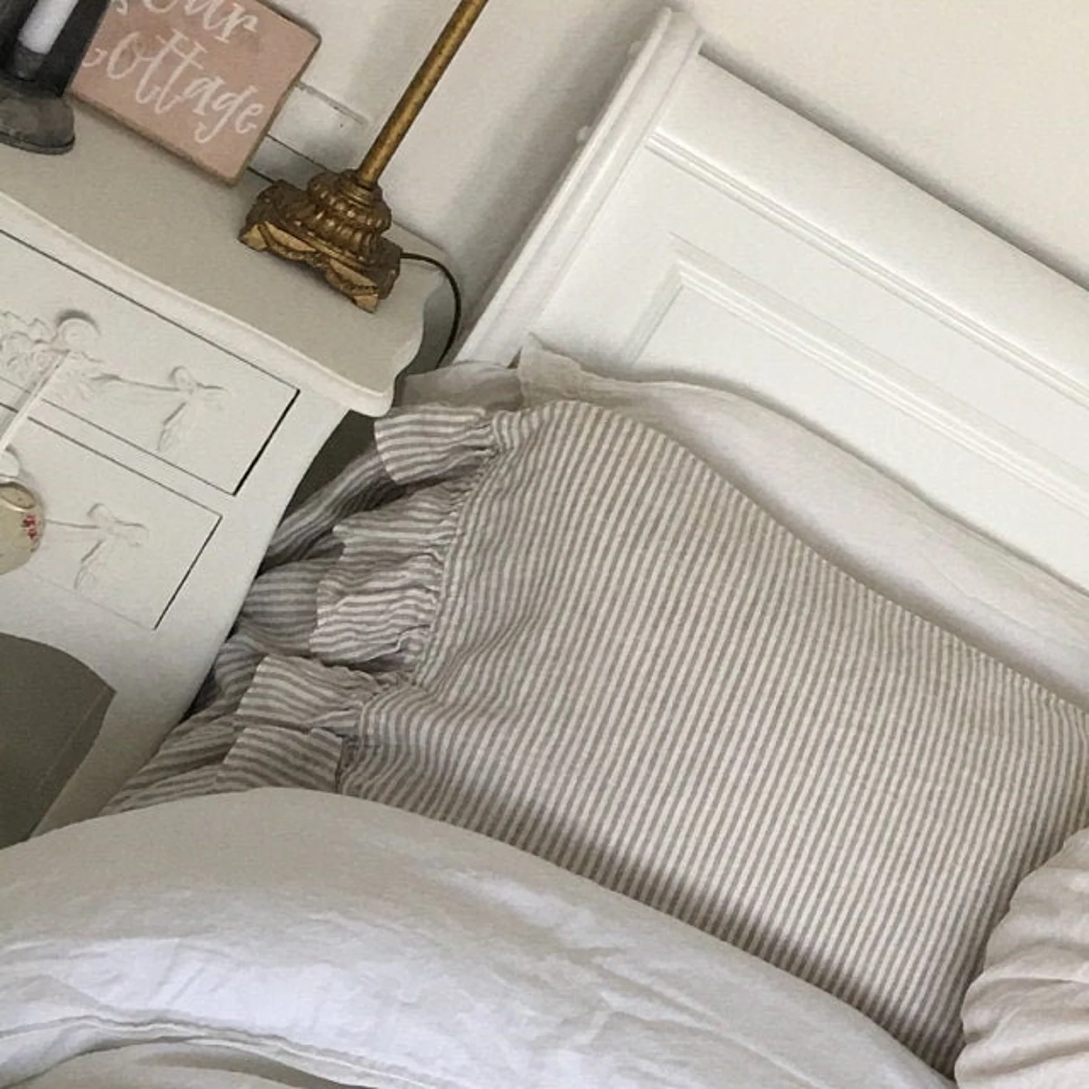 Linen Duvet Cover Stone Washed French Vintage Ruffle 100% Flax Super Soft Natural Organic or 3 pcs set