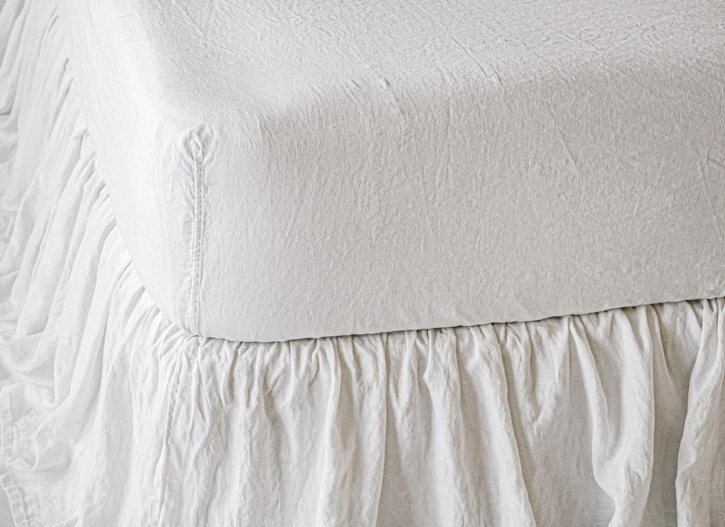 Linen Fitted Sheet, Stone Washed Super Soft. Queen, King, Full, Eco 100% European Flax Natural Organic.
