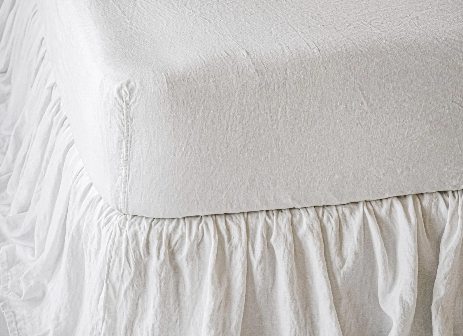 Linen Fitted Sheet, Stone Washed Super Soft. Queen, King, Full, Eco 100% European Flax Natural Organic.