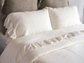 Linen Sheets Set 4pcs Luxury French Vintage Ruffled 100% Flax Stone Washed Super Soft Natural Organic King Queen Full