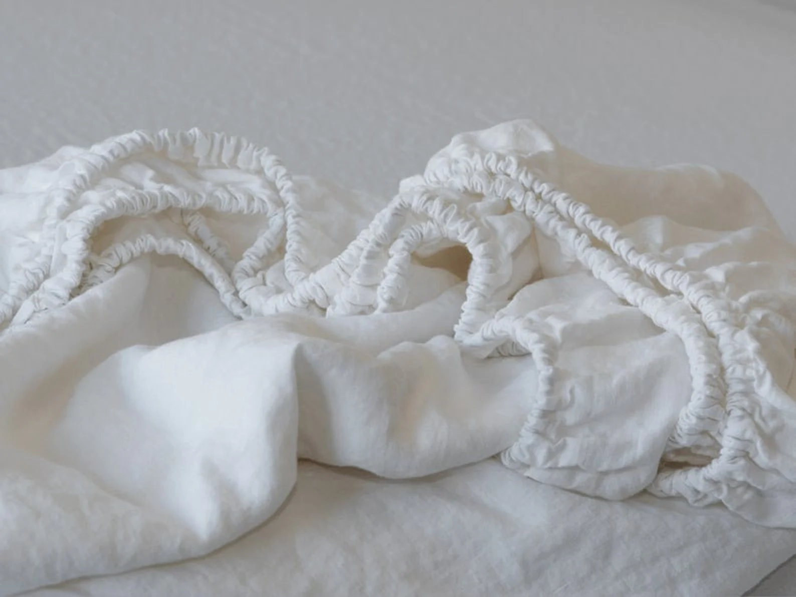 Linen Fitted Sheet, Stone Washed Super Soft. Queen, King, Full, Eco 100% European Flax Natural Organic.