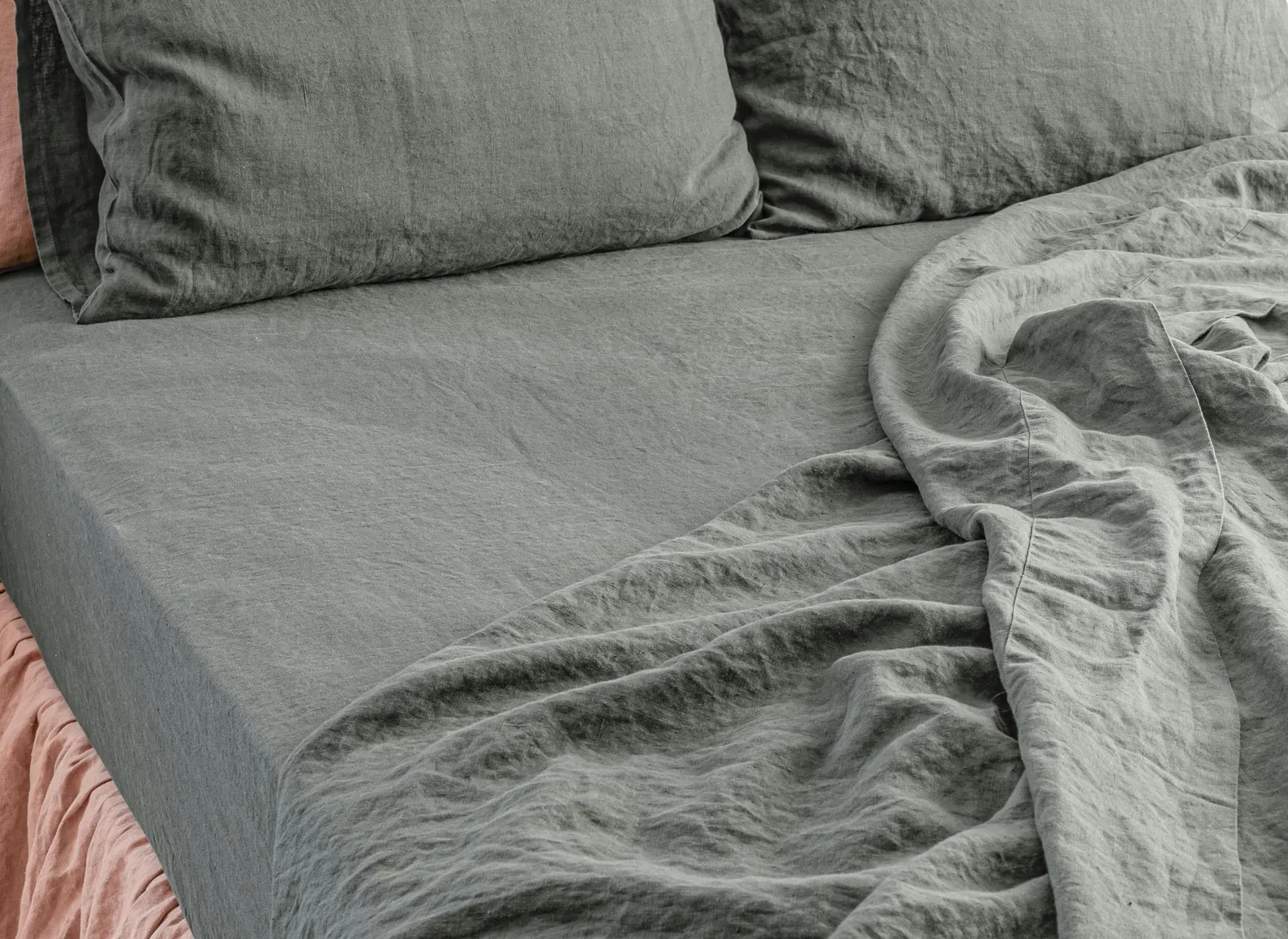 Linen Fitted Sheet, Stone Washed Super Soft. Queen, King, Full, Eco 100% European Flax Natural Organic.