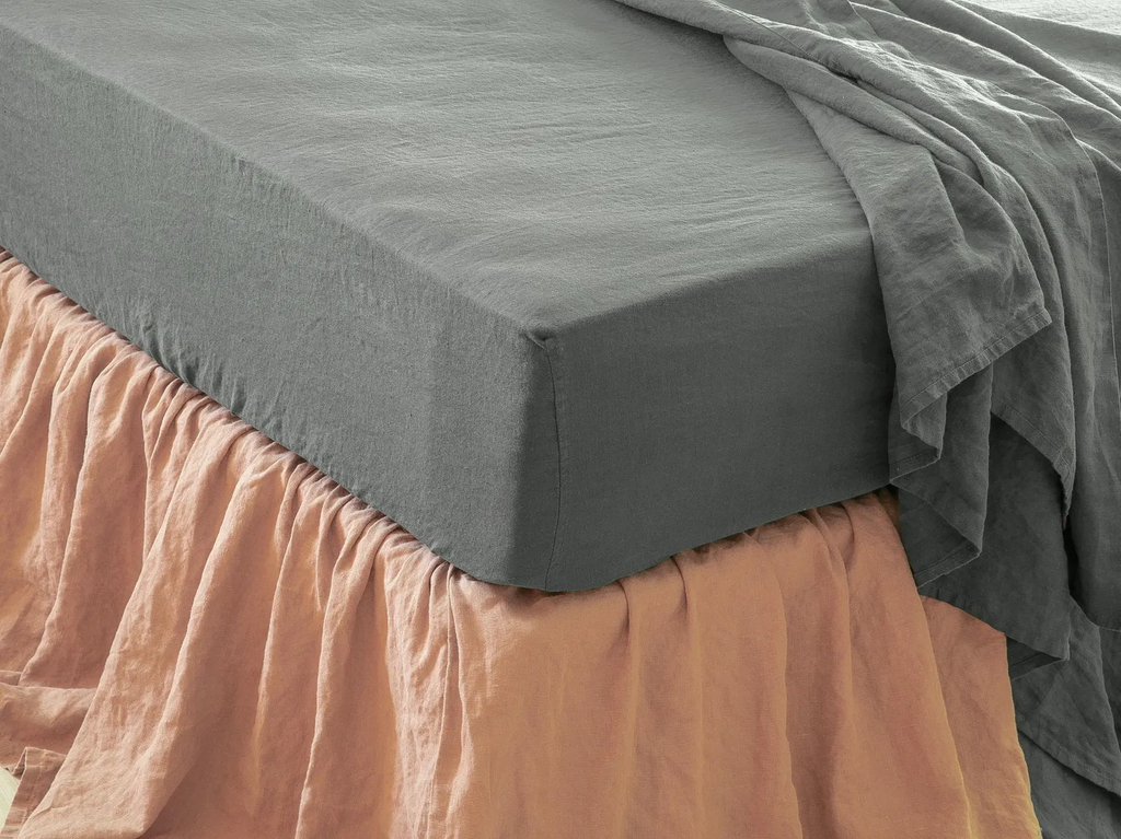 Linen Fitted Sheet, Stone Washed Super Soft. Queen, King, Full, Eco 100% European Flax Natural Organic.