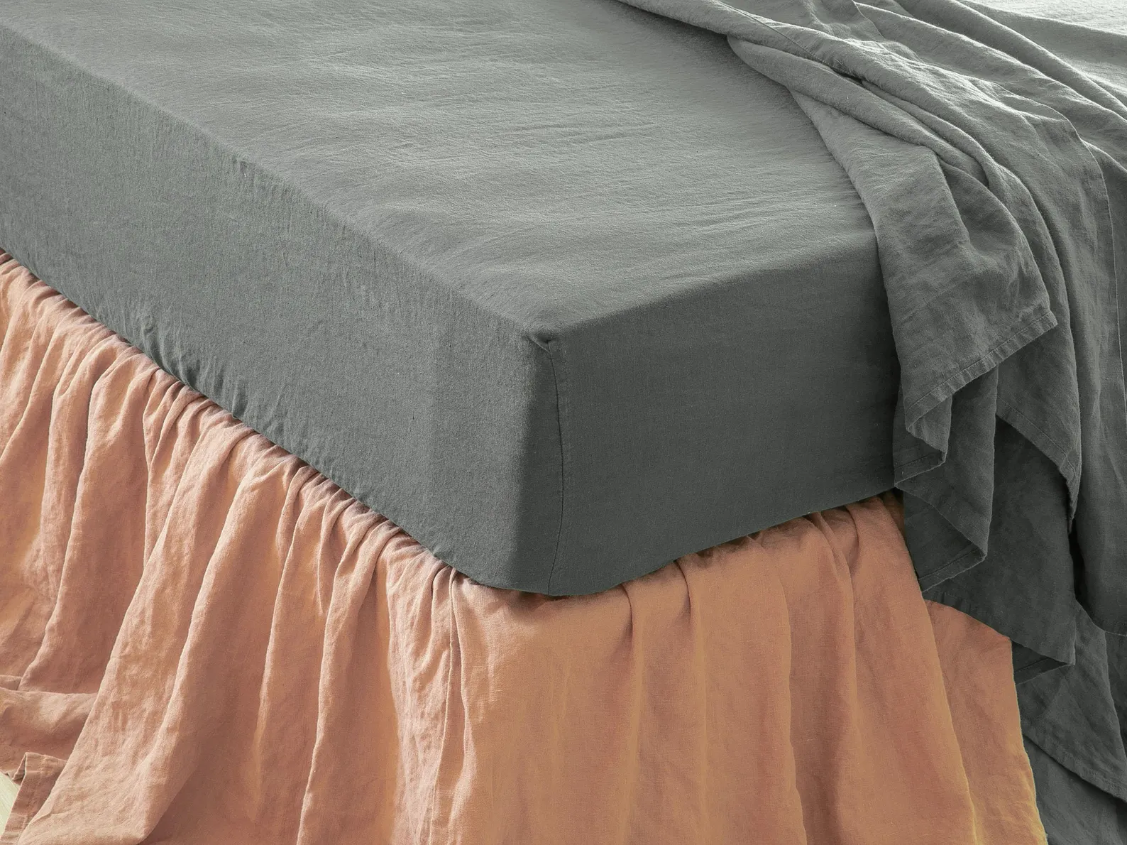Linen Fitted Sheet, Stone Washed Super Soft. Queen, King, Full, Eco 100% European Flax Natural Organic.